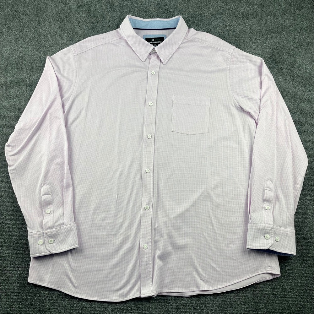 Johnston & Murphy XC4 Flex Mens XXL Pink Check Long Sleeve Button Front Shirt